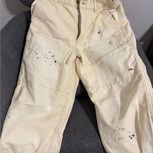 BDG Cream Utility Pants with Painterly Details